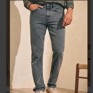 Faherty Men’s Organic Cotton Slim Straight Denim Jeans 42x34 Creek Wash NEW Grey